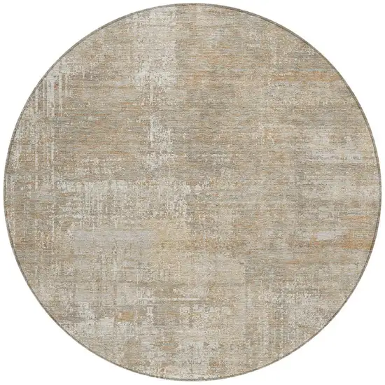 8' Ivory And Blue Round Abstract Washable Indoor Outdoor Area Rug Photo 3