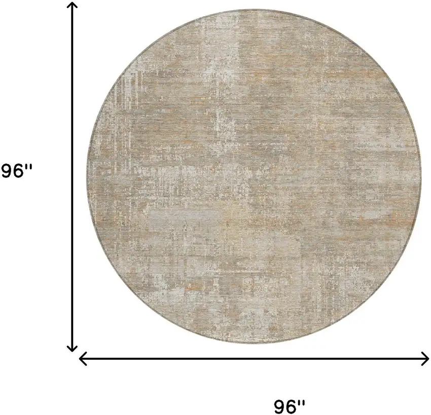 8' Ivory And Blue Round Abstract Washable Indoor Outdoor Area Rug Photo 8