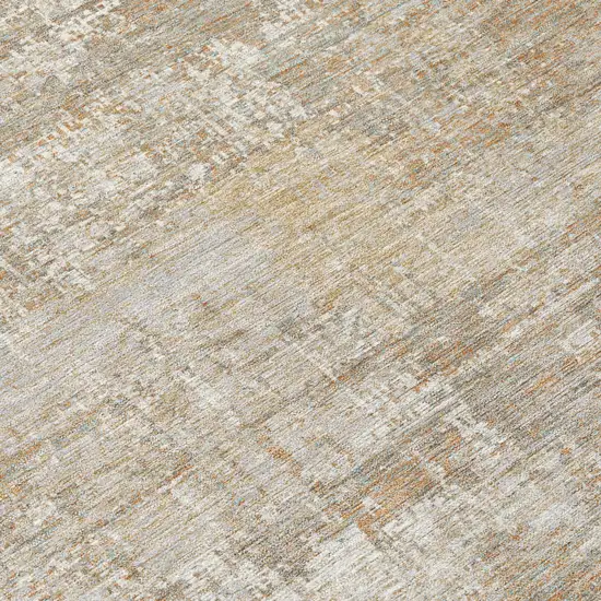 8' Ivory And Blue Round Abstract Washable Indoor Outdoor Area Rug Photo 7