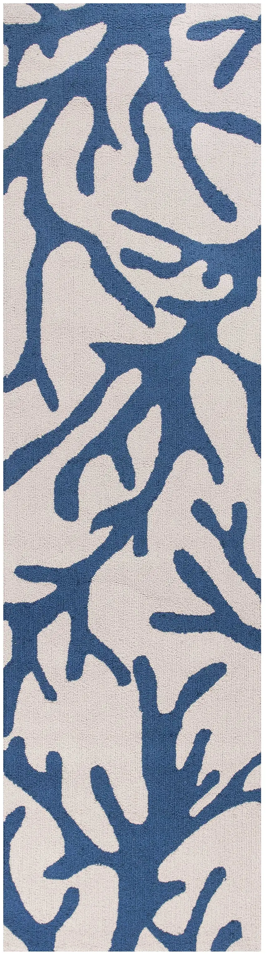8' Ivory And Blue Runner Rug Photo 1
