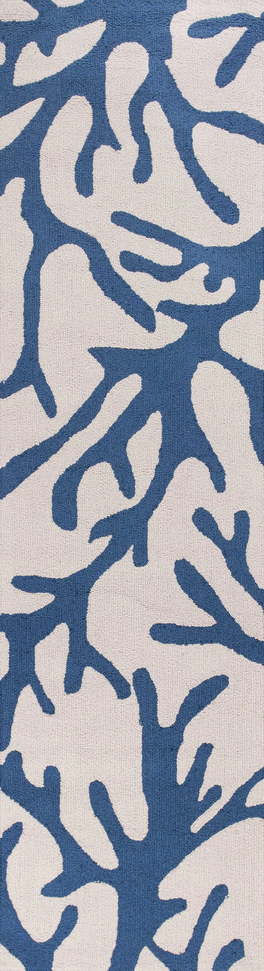 8' Ivory And Blue Runner Rug Photo 4
