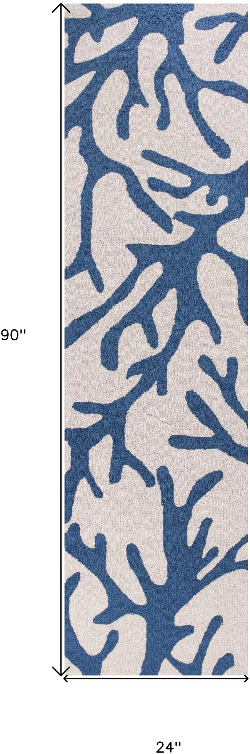 8' Ivory And Blue Runner Rug Photo 7