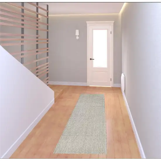 8' Ivory And Brown Abstract Runner Rug Photo 1