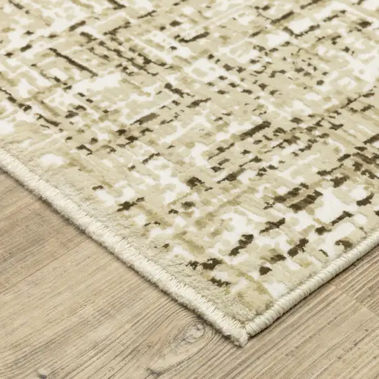 8' Ivory And Brown Abstract Runner Rug Photo 9