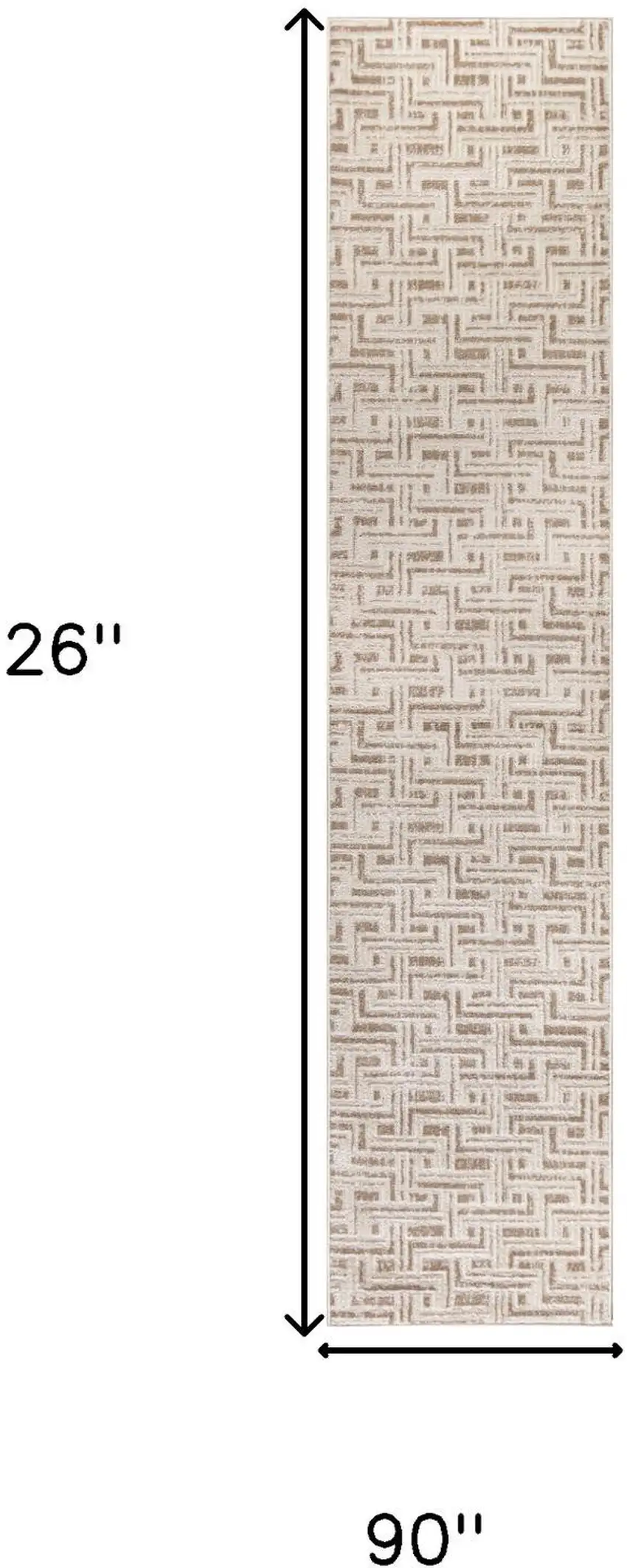 8' Ivory And Brown Geometric Runner Rug Photo 3