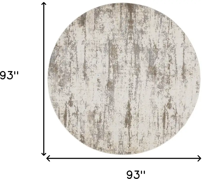 8' Ivory And Brown Round Abstract Area Rug Photo 8