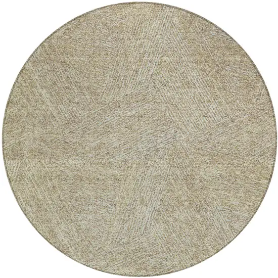 8' Ivory And Brown Round Abstract Washable Indoor Outdoor Area Rug Photo 2