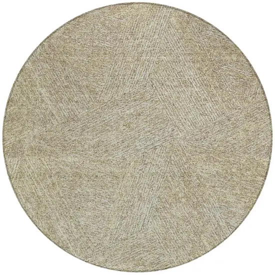 8' Ivory And Brown Round Abstract Washable Indoor Outdoor Area Rug Photo 4