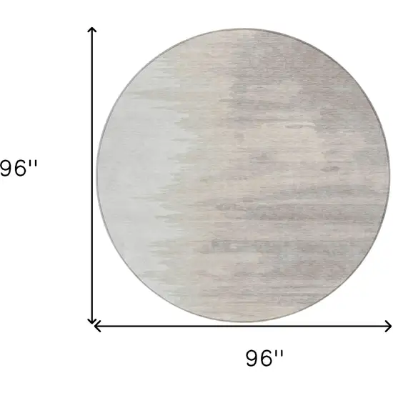 8' Ivory And Brown Round Abstract Washable Indoor Outdoor Area Rug Photo 9