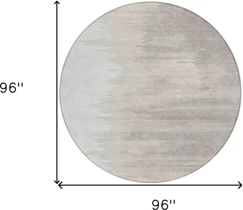 8' Ivory And Brown Round Abstract Washable Indoor Outdoor Area Rug Photo 9