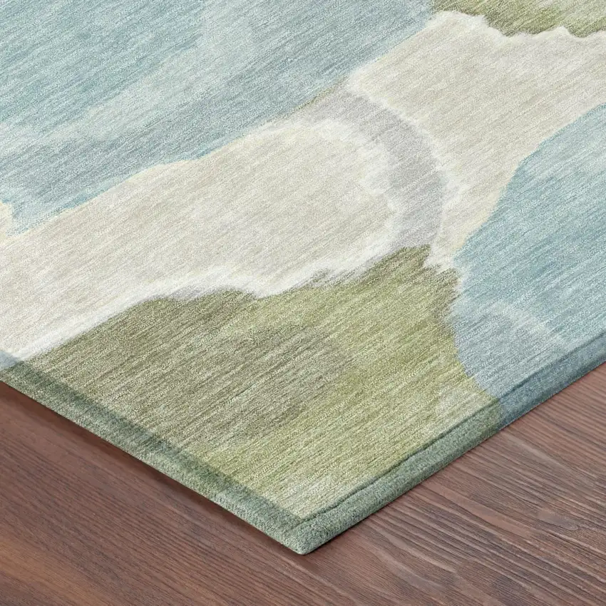 8' Ivory And Brown Round Abstract Washable Indoor Outdoor Area Rug Photo 5