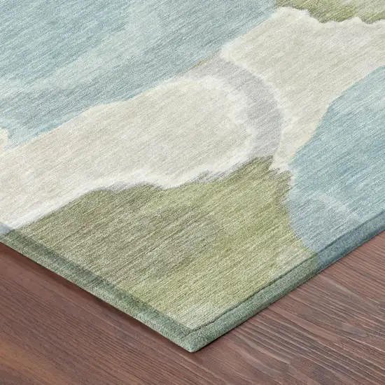 8' Ivory And Brown Round Abstract Washable Indoor Outdoor Area Rug Photo 5