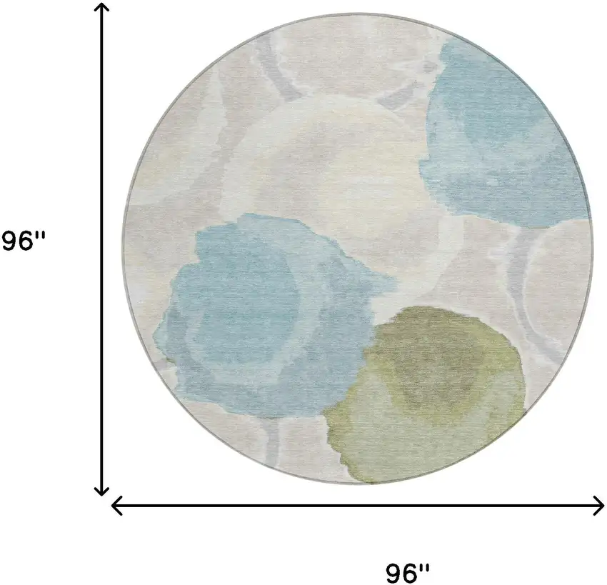 8' Ivory And Brown Round Abstract Washable Indoor Outdoor Area Rug Photo 7