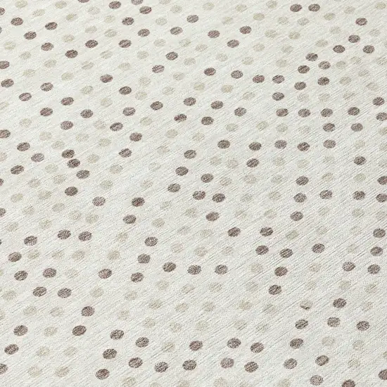 8' Ivory And Brown Round Polka Dot Washable Indoor Outdoor Area Rug Photo 8