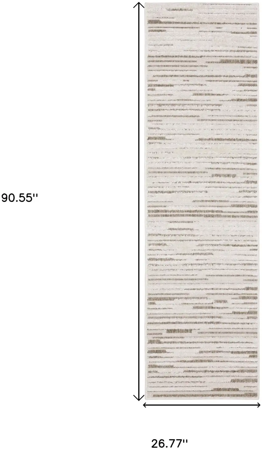 8' Ivory And Brown Striped Distressed Runner Rug Photo 3