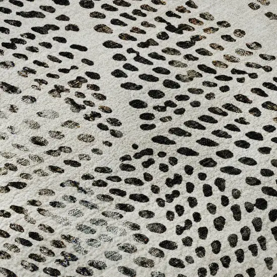 8' Ivory And Charcoal Diamond Washable Round Rug With UV Protection Photo 9