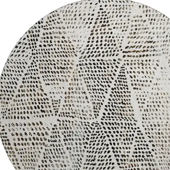 8' Ivory And Charcoal Diamond Washable Round Rug With UV Protection Photo 3