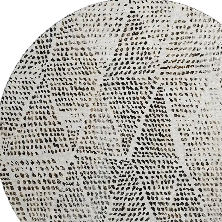 8' Ivory And Charcoal Diamond Washable Round Rug With UV Protection Photo 3