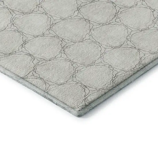 8' Ivory And Charcoal Geometric Washable Round Rug With UV Protection Photo 6
