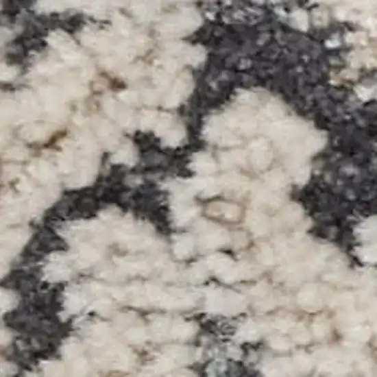 8' Ivory And Charcoal Medallion Distressed Runner Rug With Fringe Photo 3