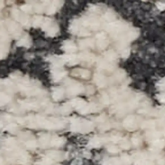 10' Ivory And Charcoal Medallion Distressed Runner Rug With Fringe Photo 2