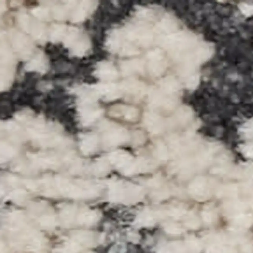 10' Ivory And Charcoal Medallion Distressed Runner Rug With Fringe Photo 2