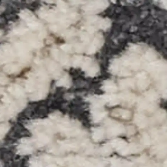 12' Ivory And Charcoal Medallion Distressed Runner Rug With Fringe Photo 2