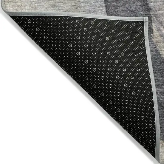 8' Ivory And Charcoal Round Abstract Washable Indoor Outdoor Area Rug Photo 8