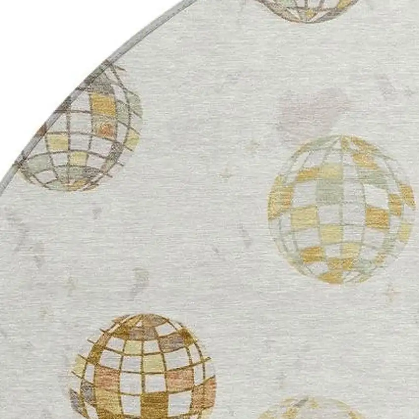 8' Ivory And Copper Round Geometric Washable Indoor Outdoor Area Rug Photo 3