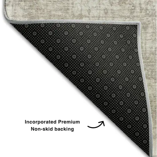 8' Ivory And Cream Abstract Washable Round Rug With UV Protection Photo 6