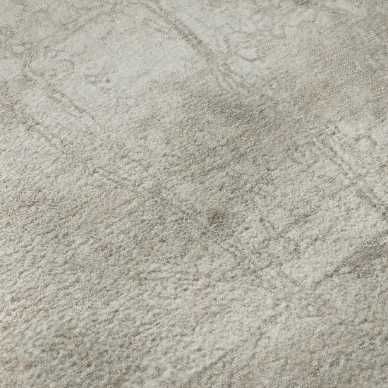 8' Ivory And Cream Abstract Washable Round Rug With UV Protection Photo 9