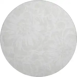 Photo of 8' Ivory And Cream Floral Washable Round Rug With UV Protection