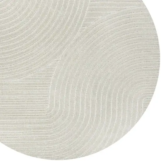 6' Ivory And Cream Round Striped Indoor Outdoor Area Rug Photo 2