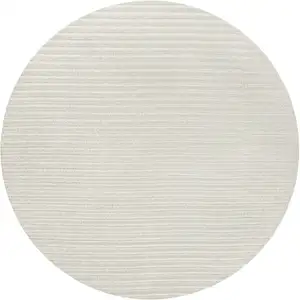 Photo of 7' Ivory And Cream Round Striped Indoor Outdoor Area Rug