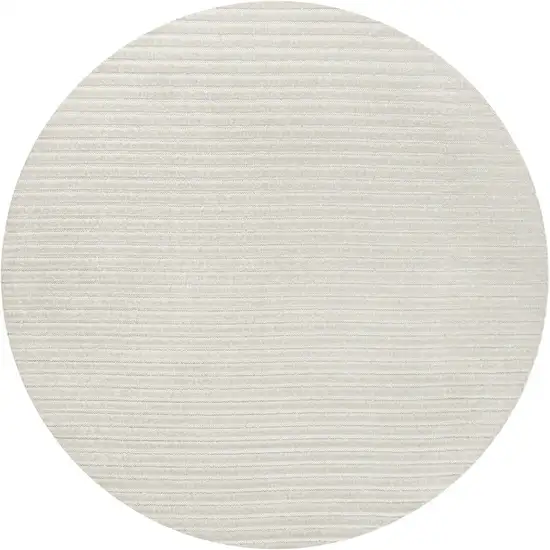 8' Ivory And Cream Round Striped Indoor Outdoor Area Rug Photo 1