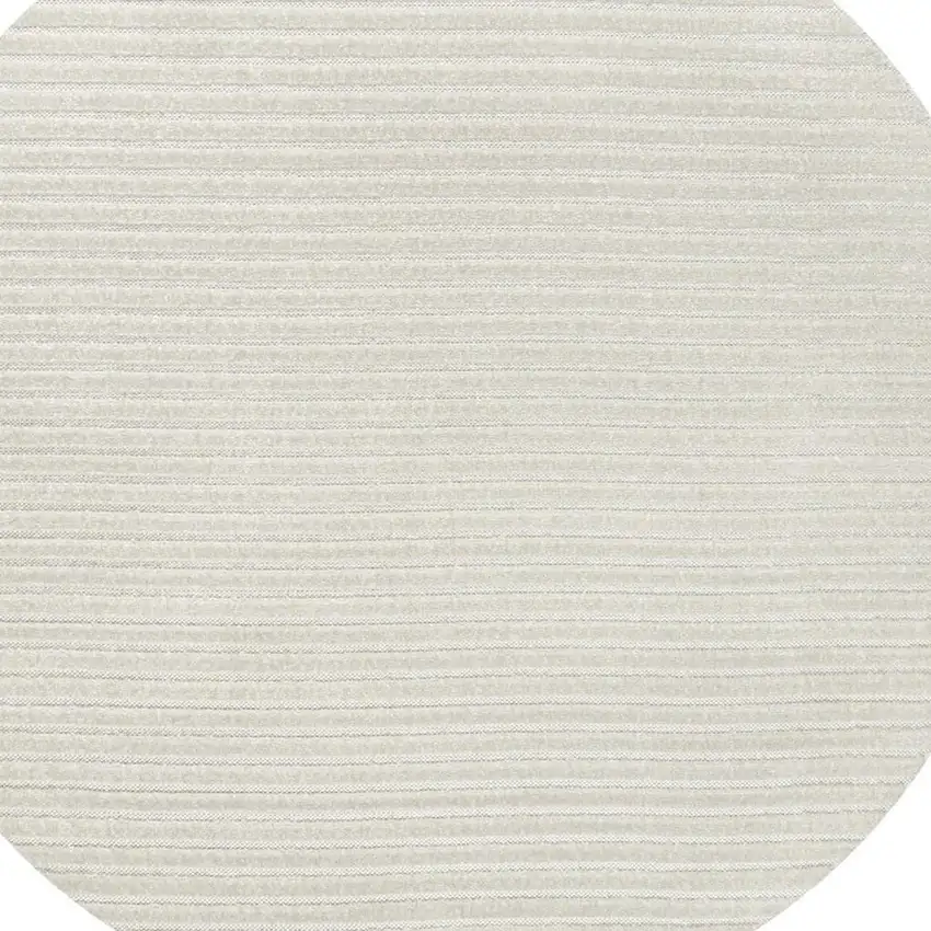 8' Ivory And Cream Round Striped Indoor Outdoor Area Rug Photo 2