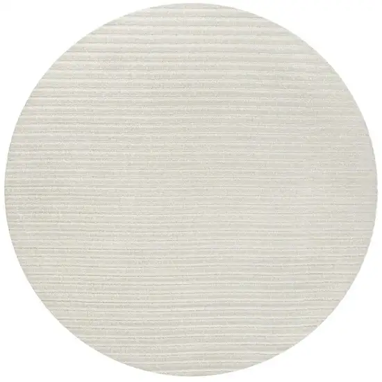 9' Ivory And Cream Round Striped Indoor Outdoor Area Rug Photo 3