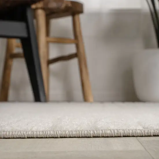 5' Ivory And Cream Square Striped Indoor Outdoor Area Rug Photo 5