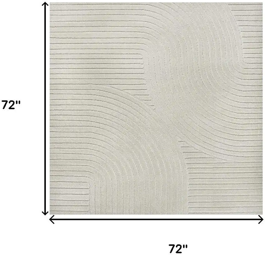 6' Ivory And Cream Square Striped Indoor Outdoor Area Rug Photo 7