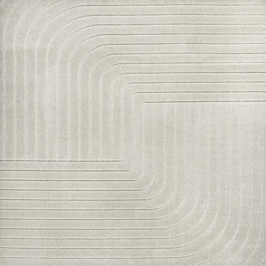 6' Ivory And Cream Square Striped Indoor Outdoor Area Rug Photo 3