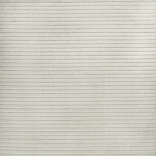 5' Ivory And Cream Square Striped Indoor Outdoor Area Rug Photo 3