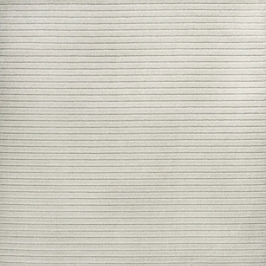 5' Ivory And Cream Square Striped Indoor Outdoor Area Rug Photo 3