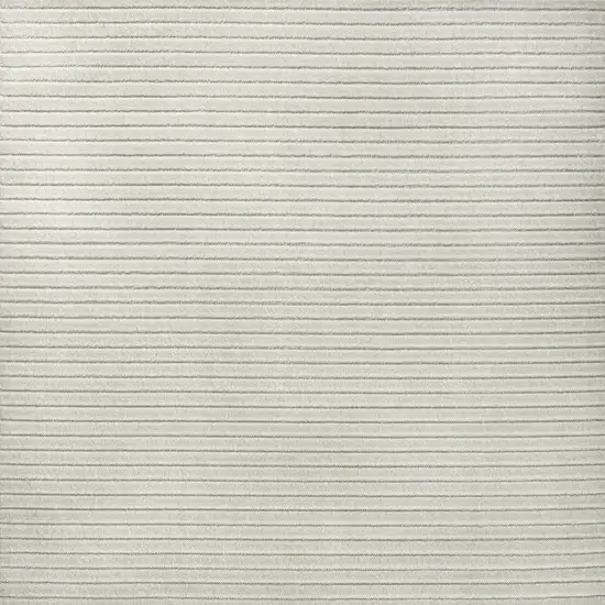 5' Ivory And Cream Square Striped Indoor Outdoor Area Rug Photo 1