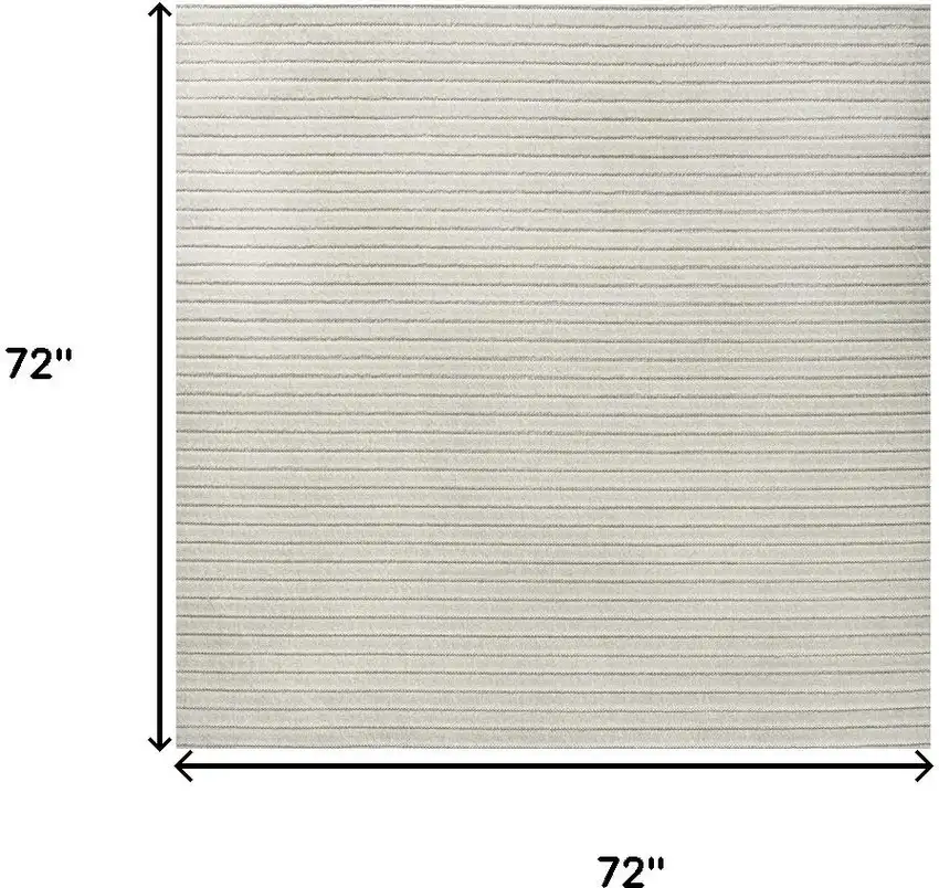 6' Ivory And Cream Square Striped Indoor Outdoor Area Rug Photo 9