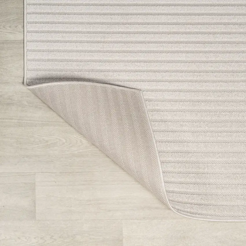 6' Ivory And Cream Square Striped Indoor Outdoor Area Rug Photo 4