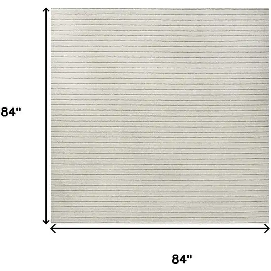 7' Ivory And Cream Square Striped Indoor Outdoor Area Rug Photo 9