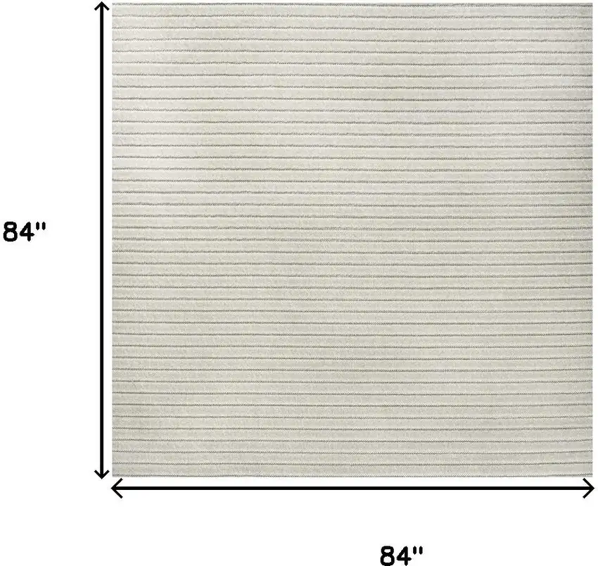 7' Ivory And Cream Square Striped Indoor Outdoor Area Rug Photo 9