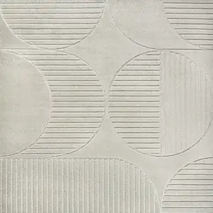 Photo of 5' Ivory And Cream Square Striped Indoor Outdoor Area Rug