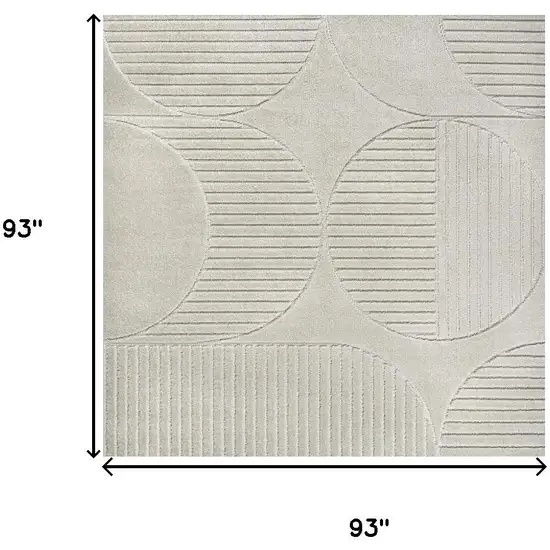 8' Ivory And Cream Square Striped Indoor Outdoor Area Rug Photo 9