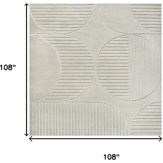 9' Ivory And Cream Square Striped Indoor Outdoor Area Rug Photo 9